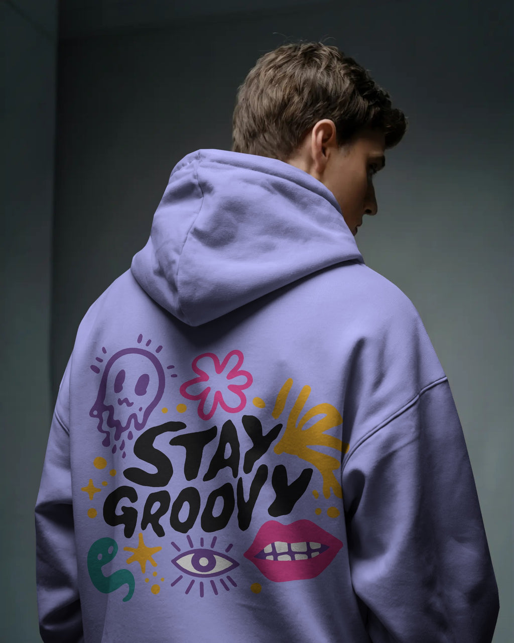 Stay Groovy Funky Retro with Psychedelic Art Oversized Hoodie