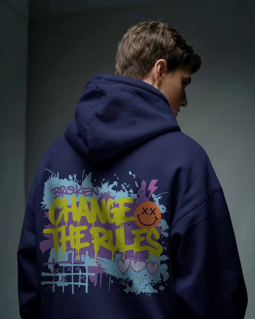 Change The Rules" with Drip Art Oversized Hoodie